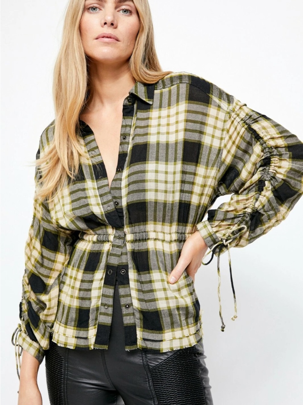 WE THE FREE BY FREE PEOPLE PACIFIC DAWN PLAID BUTTON DOWN TOP